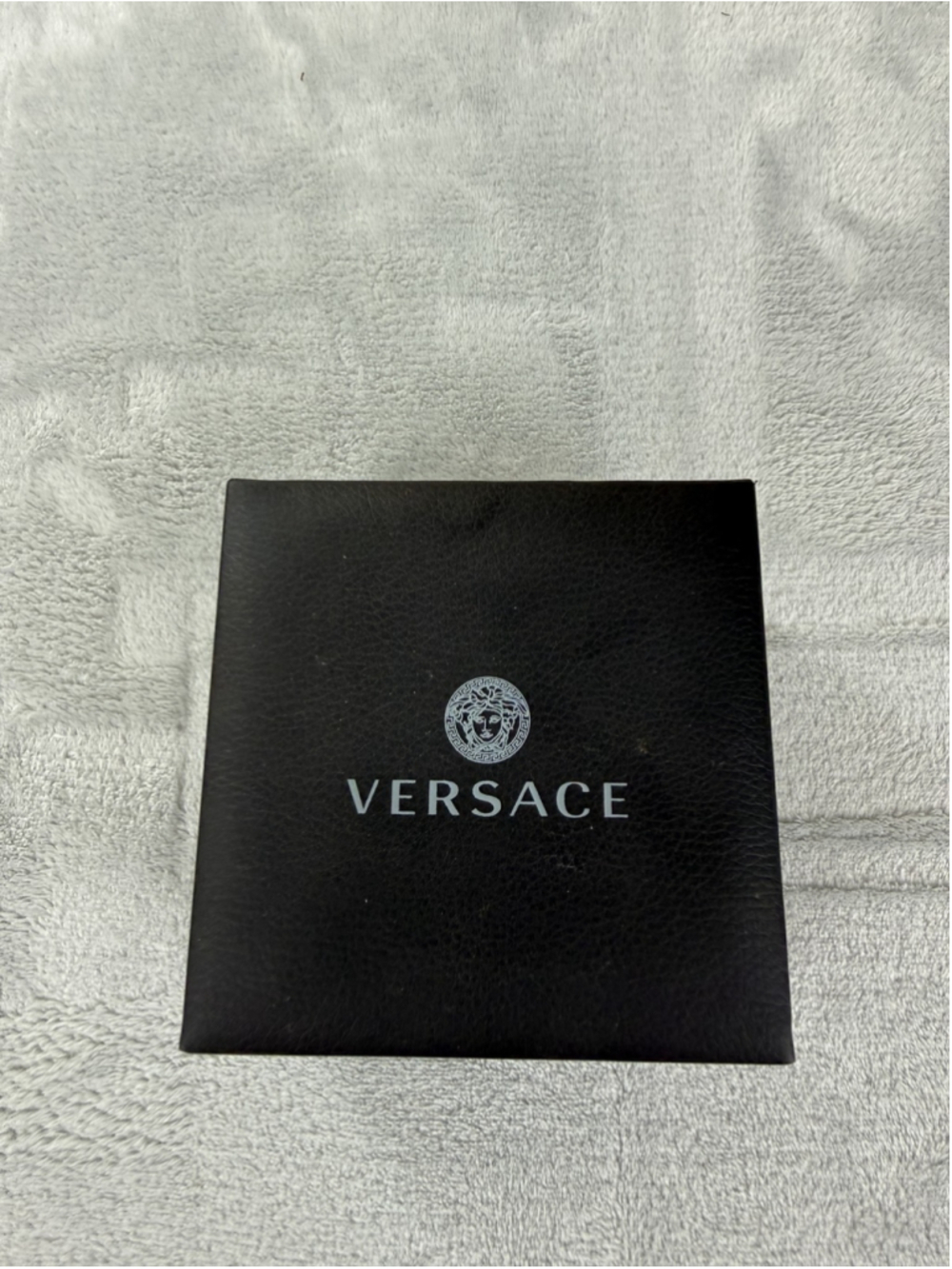 Versace Bracelet Gold Tone Chain ID Medusa Black Enamel Womens 6.5" W/Box Italy
